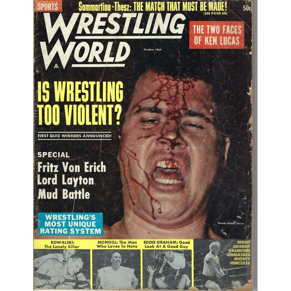 Wrestling World Magazine October 1964 Bruno Sammartino - Fritz Von Erich  125